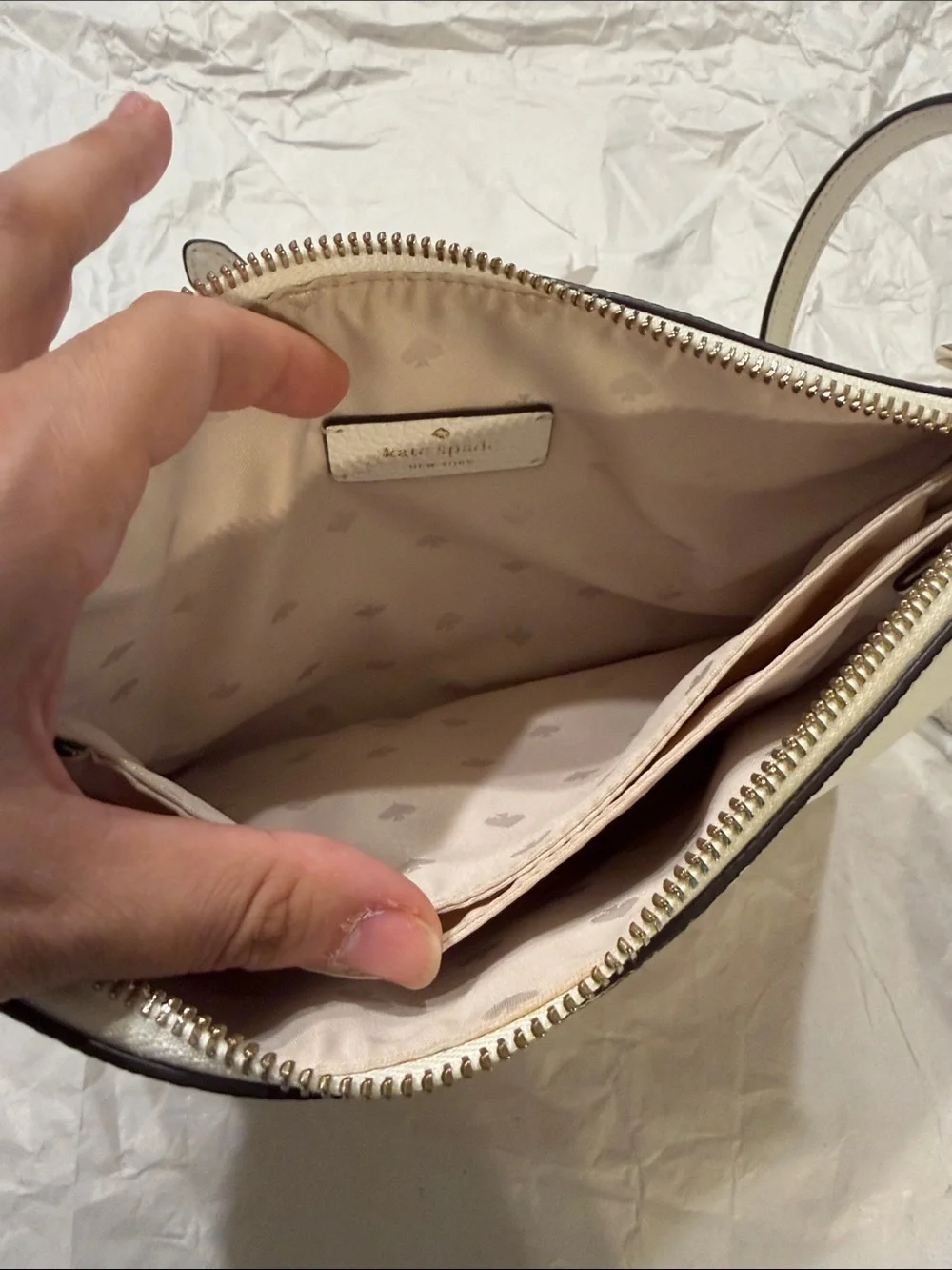 kate spade Cream Canvas Crossbody with Pink & Orange Stripes